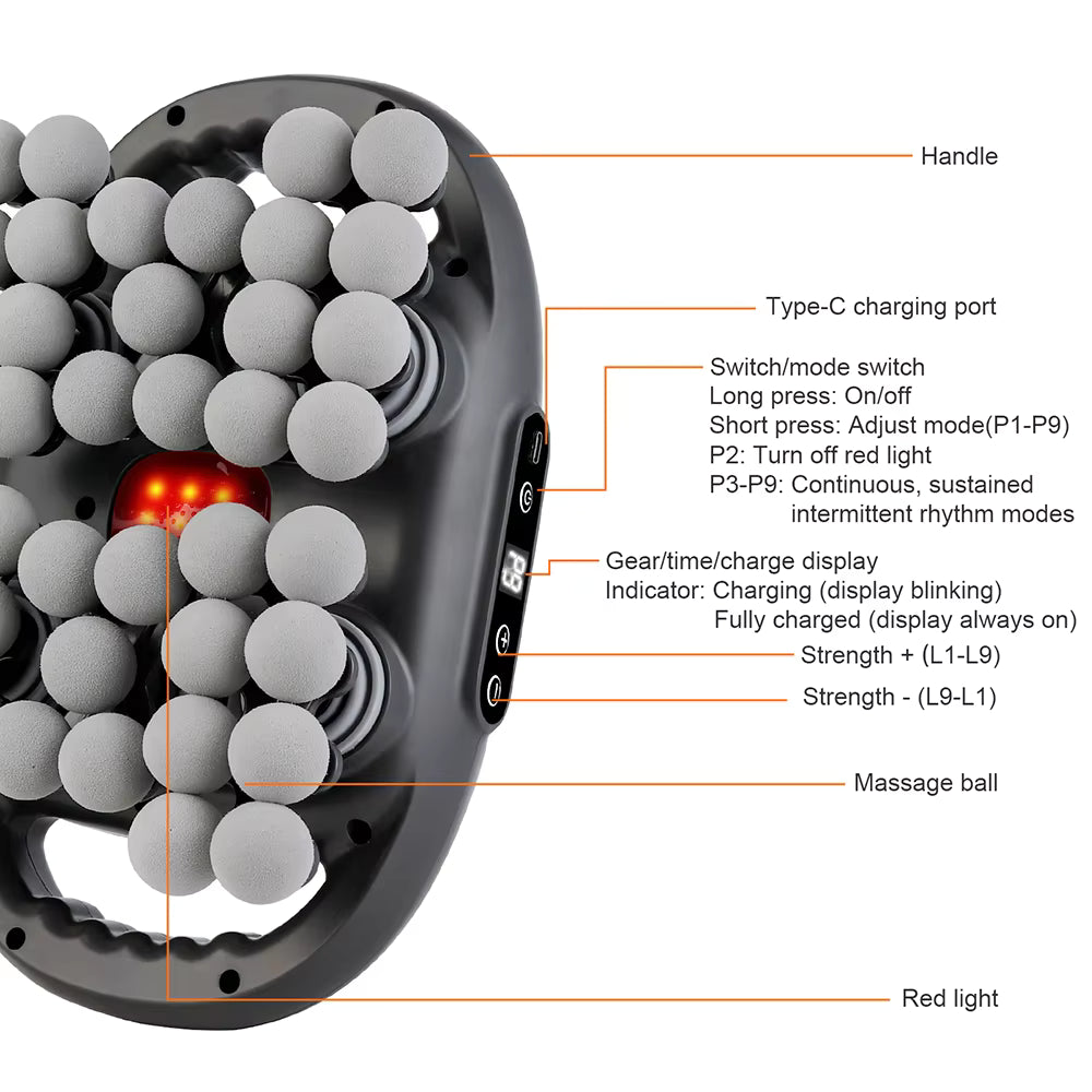Deep Tissue Massage Gun – 42-Head Wireless Percussion Massager with Red Light Therapy
