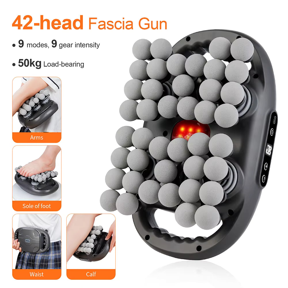 Deep Tissue Massage Gun – 42-Head Wireless Percussion Massager with Red Light Therapy