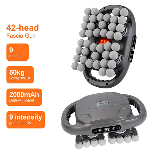 Deep Tissue Massage Gun – 42-Head Wireless Percussion Massager with Red Light Therapy