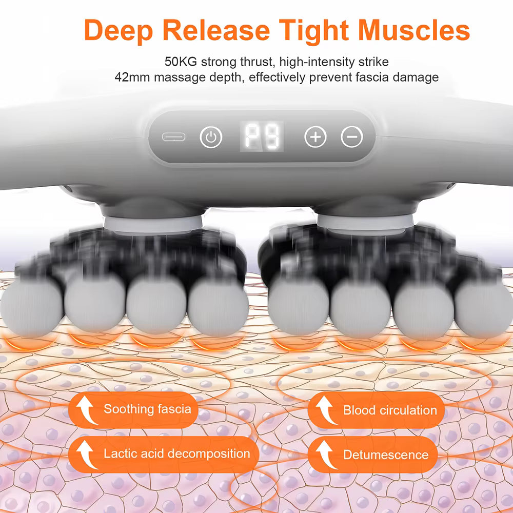 Deep Tissue Massage Gun – 42-Head Wireless Percussion Massager with Red Light Therapy